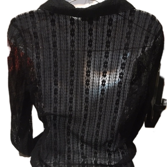 Black Lace Button-Up Blouse - Picture 2 of 2